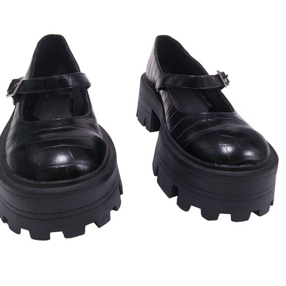 ASOS Design Black Platform Y2K Style Chunky Heels Shoes Lug Sole - Picture 2 of 10